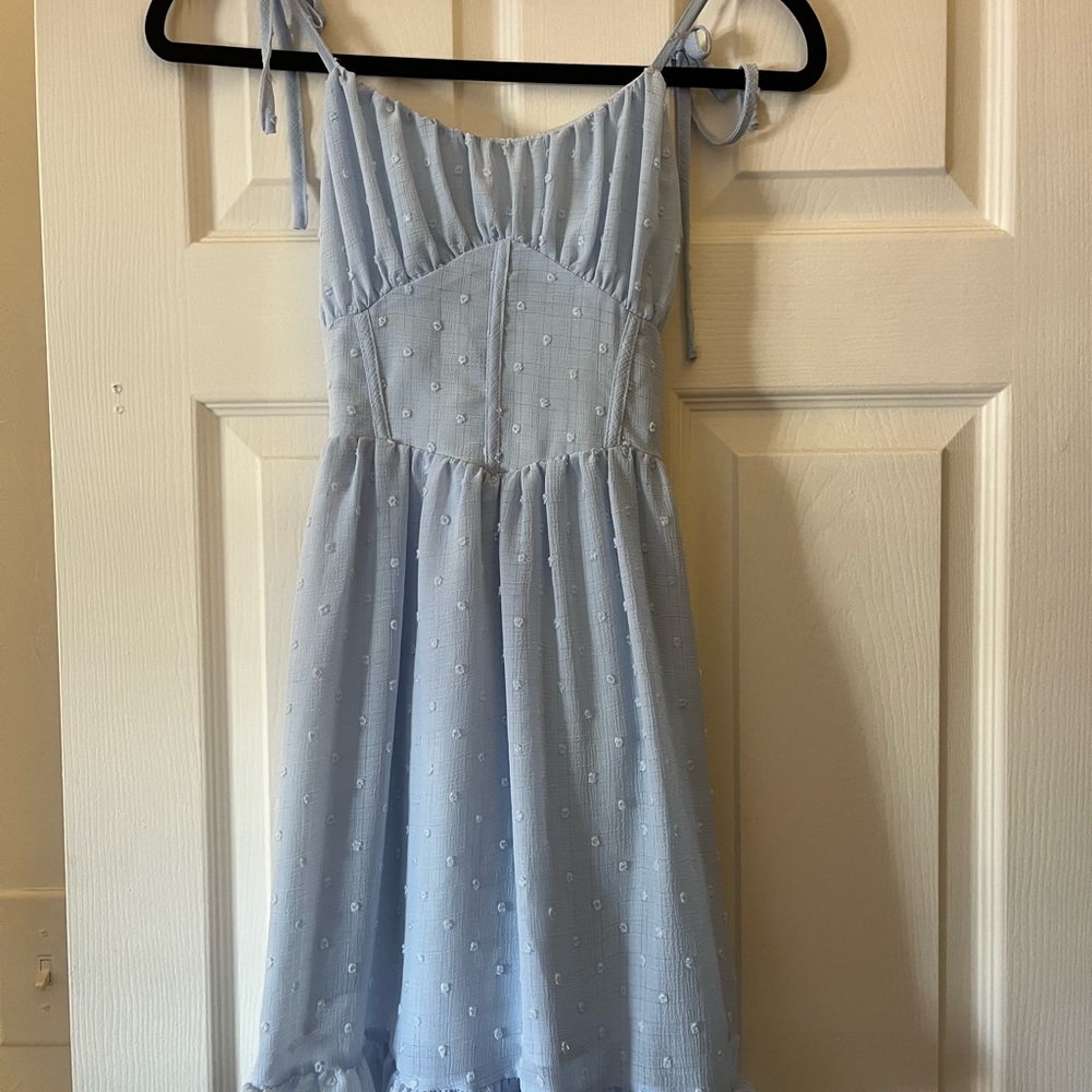 Sky Blue Lace Up Dress